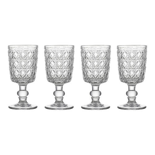 4pc Ecology Rattan Stemmed 265ml Glass Goblet Set - Clear