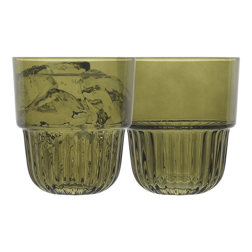 4pc  Ecology Callisto Tumblers Drinking Glasses 260ml/9.5cm Olive Green