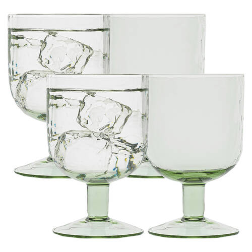 4pc Ecology Equinox Soda Lime Glass Goblets Drinking Cups 300ml Sea Mist