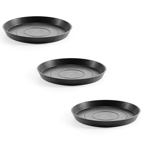 3PK Ecopots Plant Pot Saucer Round 21 Dark Grey 21x2.5cm