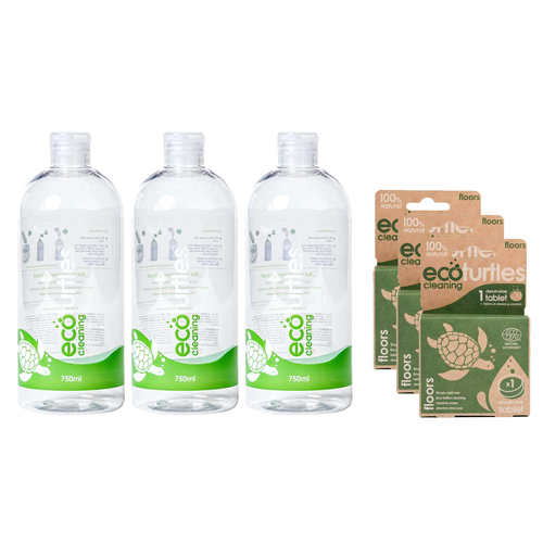 3x Eco-Cleaning Turtles Floors Spray Bottle & Tablet