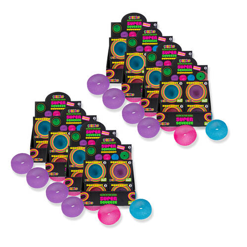 8x 3pc Smooshos Super Squeeze Doughnut Gid Soft Multi-Coloured Squishy Toy
