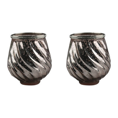 2PK LVD Glass Votive Swirl Candle Holder Home Decor 14cm Sand