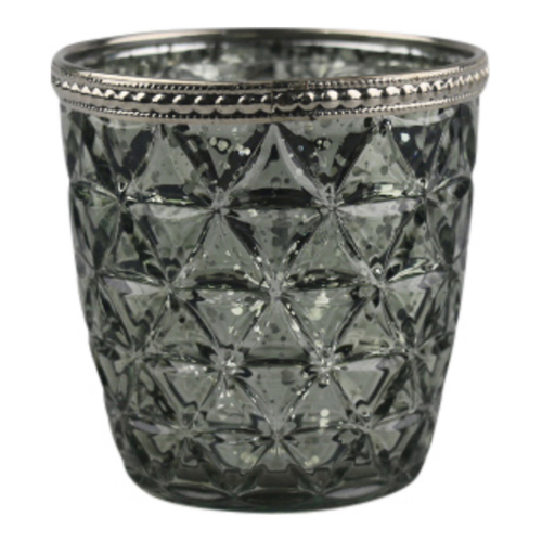 LVD Glass 9cm Scented Tealight Candle Diamond Storm - Grey
