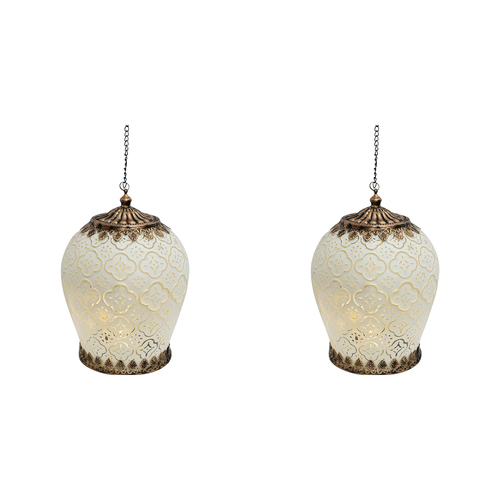 2PK LVD Lantern LED Foil X-Large Decorative Lighting Home Decor White