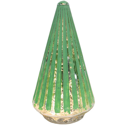 LVD Glass/Metal Lantern LED Tree 19.5cm Christmas Decor - Spearmint