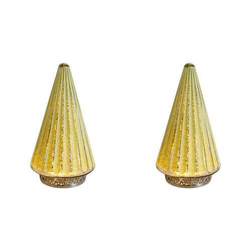 2PK LVD Glass/Metal Lantern LED Tree 19.5cm Christmas Decor - Lemonade