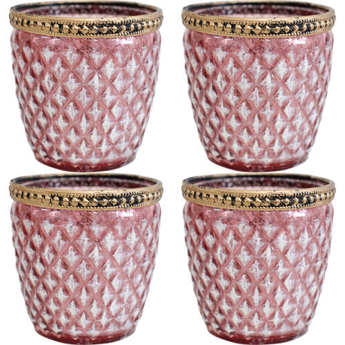 4PK LVD Glass Votive Cup Candle Holder Home Decor 7.5cm Sunrise