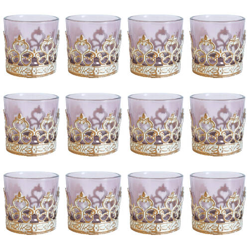 12PK LVD Glass Votive Cup Candle Holder Home Decor 5.5cm Mauve