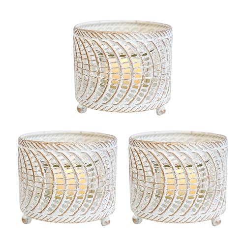 3PK LVD Metal/Glass Votive Moroc 9.5cm Small-1 Pillar/Tealight Candle Holder