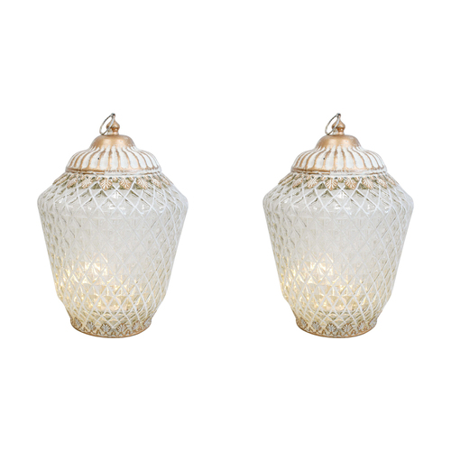 2PK LVD Lantern X-Large LED Vasa Decorative Lighting Home Decor White