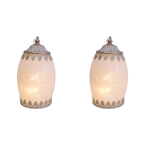 2PK LVD Lantern LED X-Large Crackle Decorative Lighting 19.5cm Home Decor