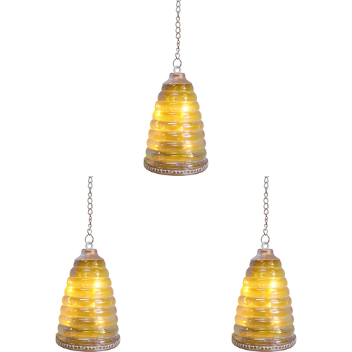 3PK LVD Hanging LED Hive Decorative Lantern Lighting 12.5cm Home Decor