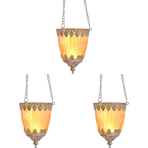 3PK LVD Hanging LED Curve Decorative Lantern Lighting 13cm Home Decor