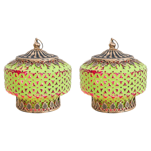 2PK LVD Lantern LED Squat Midori Decorative Lighting 14cm Home Decor