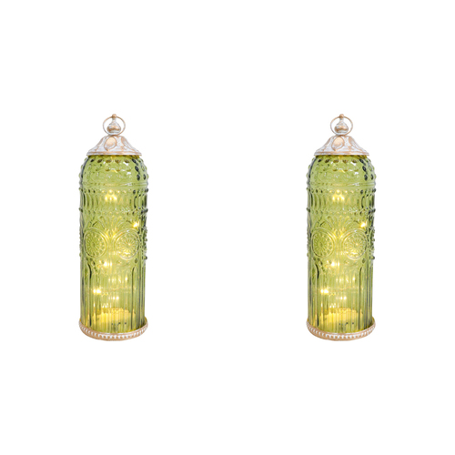 2PK LVD Lantern LED Baroque Avocado Decorative Lighting 22.5cm Home Decor