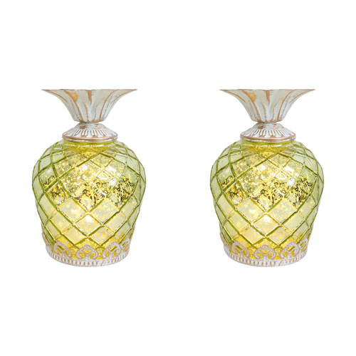 2PK LVD Lantern LED Pine Large Pistachio Decorative Lighting 18.5cm Home Decor
