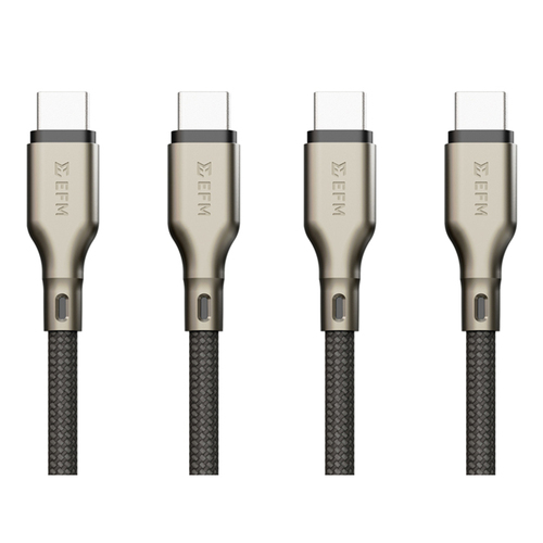 2PK EFM Pro Power 1m Male USB-C Data Cable For Samsung S23+ - Black