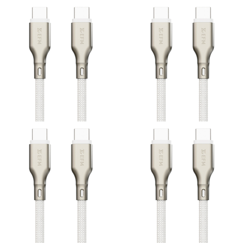 4PK EFM Pro Power 1m Male USB-C Data Cable For Samsung S23+ - White