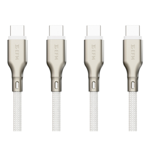 2PK EFM Pro Power 2m Male USB-C Data Cable For Samsung S23+ - White