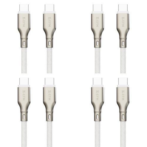 4PK EFM Pro Power 2m Male USB-C Data Cable For Samsung S23+ - White