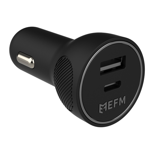 EFM 48W Dual Port Car Charger/Adapter w/ PD/PPS - Black