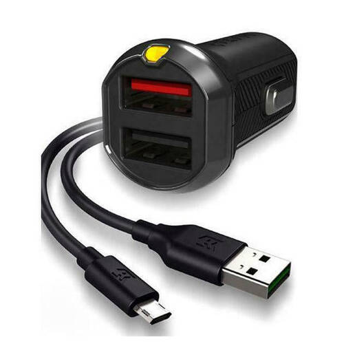 EFM 17W Dual Car Charger w/ Flipper USB to Micro USB