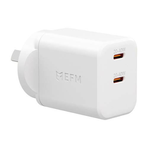 EFM Eco 40W Dual Port Mobile Phone Wall Charger - White