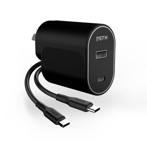 EFM 60W Dual Port Wall Charger With Type C to Type C Cable 1M Black