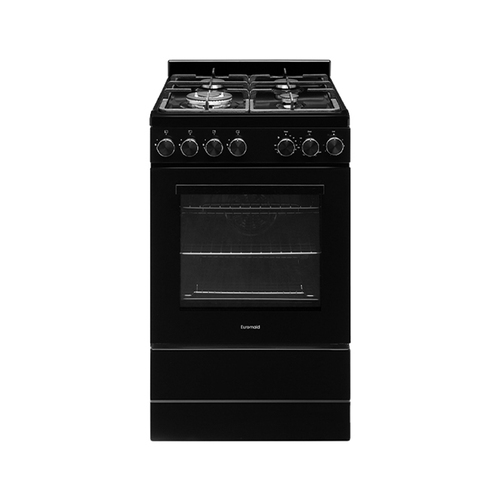 Euromaid 54cm/83L Freestanding Gas Oven w/ Cooktop Single Cavity - Black
