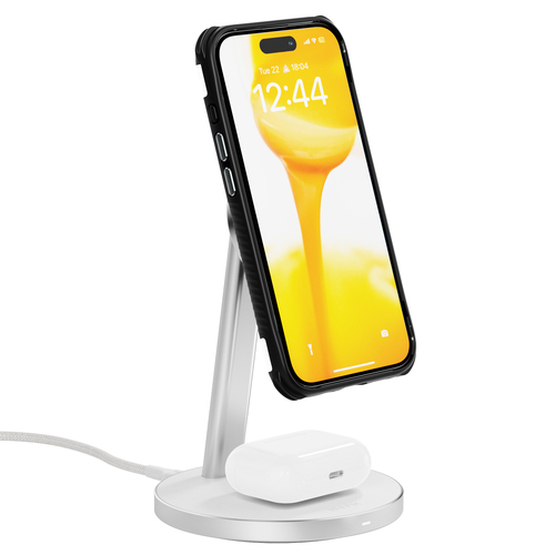 EFM Qi2 15W Duo Wireless Mobile Phone Charge Stand - White
