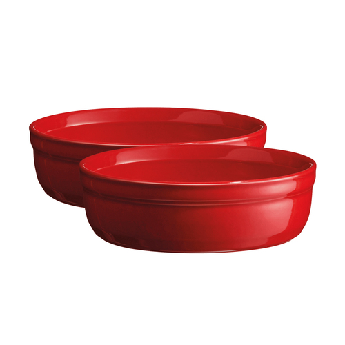 2pc Emile Henry 12cm Creme Brulees Baking Bowl Set Burgundy