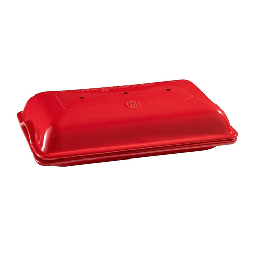 Emile Henry 39cm Ceramic Baguette Baker Dish w/ Lid Rectangular - Burgundy