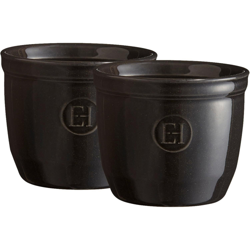 2pc Emile Henry 8cm Ceramic Ramekin Set Dessert Dish Charcoal