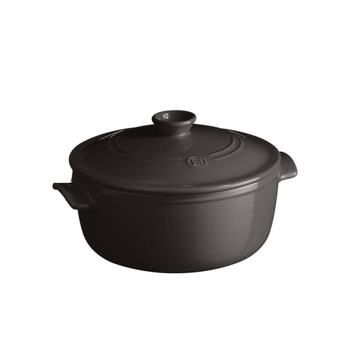 Emile Henry 3.9L/26cm Ceramic Round Stewpot w/ Lid Charcoal