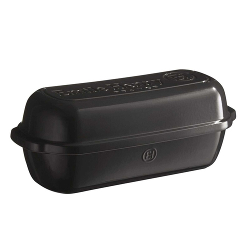 Emile Henry 39cm Ceramic Bread Loaf Baker Dish Rectangle Large - Charcoal