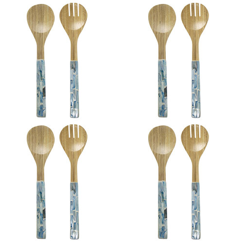 4PK 2pc LVD Bamboo Servers Utensils 33x8cm - Soft Blue