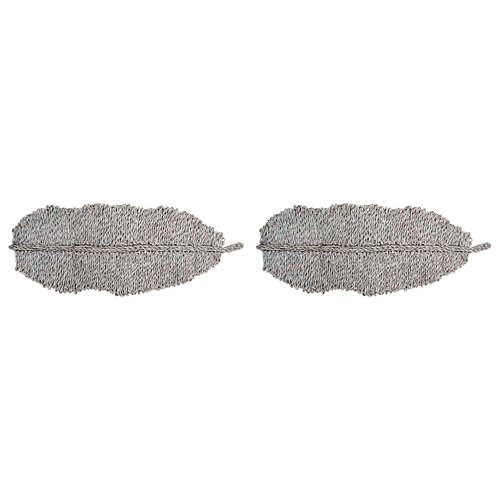 2PK LVD Leaf Table Centre Piece Whitewash Decorative Home Kitchen Decor 79x30cm