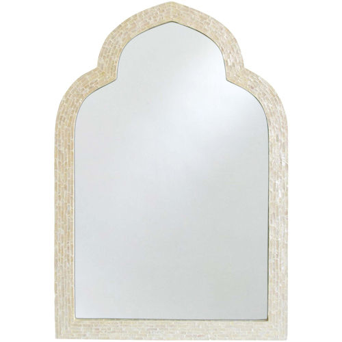 LVD Moroc Capiz/MDF 90cm Mirror Wall Hanging Display Tiled - Ivory