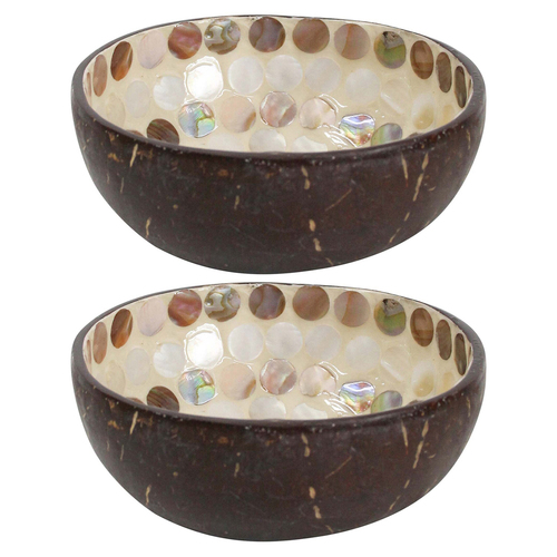 2PK LVD Natural Ring 13cm Decorative Coco MOP Bowl Home Decor Round