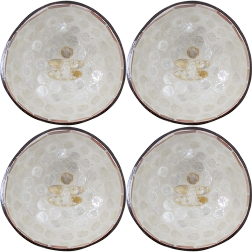 4PK LVD Coconut Bowl Bee Ivory Decorative Home Decor Ornament Statue 13x6cm