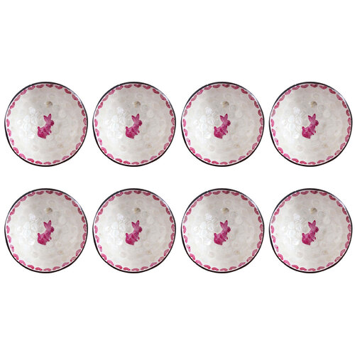 8PK LVD Natural Coconut Round Dish Bowl 13x6cm - Rabbit Pink