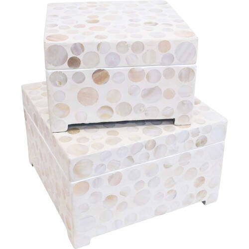 2pc LVD Mop Wooden Box Set Square Home Decor White