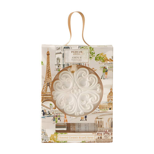 Pilbeam Living Amour Scented Ceramic Disc French Linen Aroma Fragrance 8cm