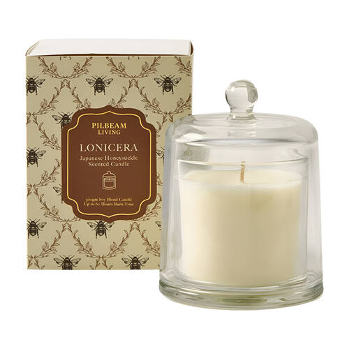Pilbeam Living Lonicera Glass Cloche Scented Candle Japan Honeysuckle 14cm