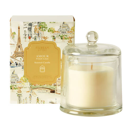 Pilbeam Living Amour Glass Cloche Scented Candle French Linen Scent 14cm