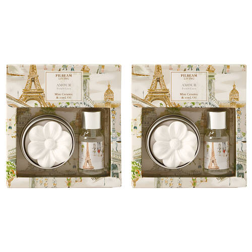 2PK Pilbeam Living Amour Scented Disc French Linen Scent Aroma Fragrance 12cm