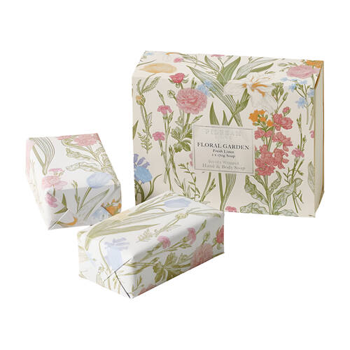 2pc Pilbeam Living Floral Garden Scented Soap Set French Pear & Vanilla 9cm