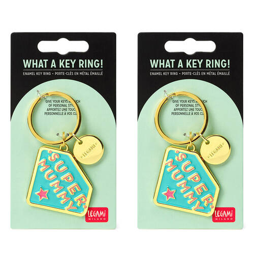 2PK Legami What A Key Ring Enamel Keyring Charm Bag Accessories Super Mummy