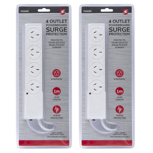 2PK Power 4 Outlet Powerboard with Surge protection